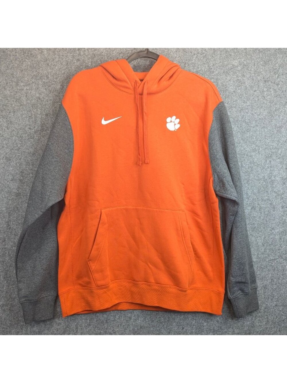 Nike Sportswear Clemson Tigers Fleece Hoodie Mens Large Orange Gray DH3771-820
